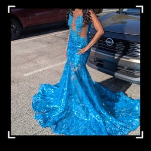 Vibrant Blue Sequin Mermaid Gown